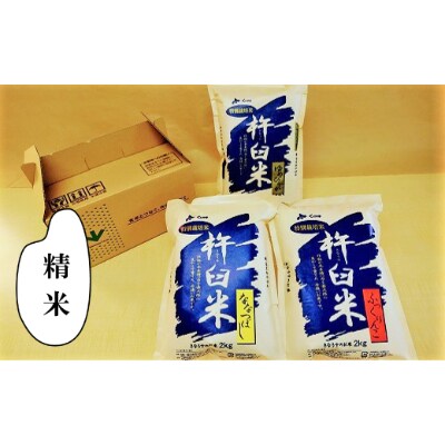 特別栽培「きなうす米」セット(精米)各2kg×3品種