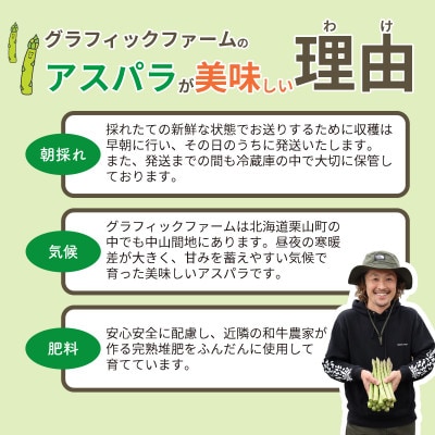 <予約>朝どれ濃厚グリーンアスパラ800g 2L～L(夏アスパラ) 北海道栗山町産