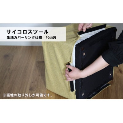 サイコロスツール(カバーリング仕様)40cm角【張地・木脚塗装色選択可】　C-066サイコロ4C