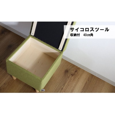 サイコロスツール(収納付)40cm角【張地・木脚塗装色選択可】　C-066サイコロ4B