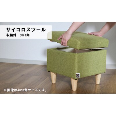 サイコロスツール(収納付)50cm角【張地・木脚塗装色選択可】　C-066サイコロ5B