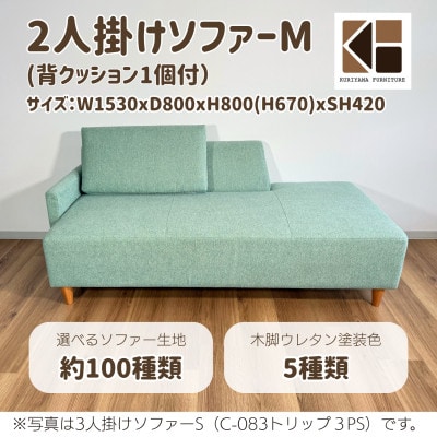 2人掛けソファーM(背クッション1個付)【張地・脚材選択可】セミオーダー品　C-083トリップ2PM