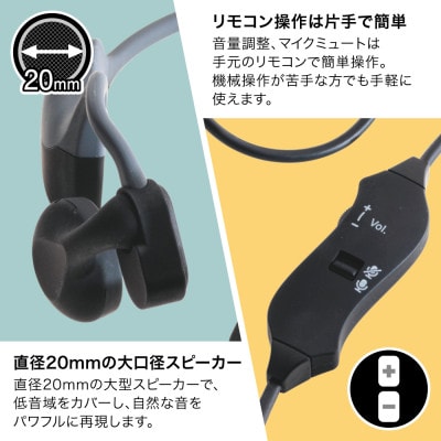 空気振動型ヘッドセット「eSus4」ES-35NWH ※有線タイプ