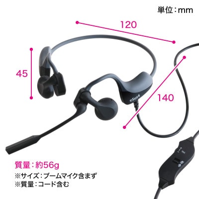 空気振動型ヘッドセット「eSus4」ES-35NWH ※有線タイプ