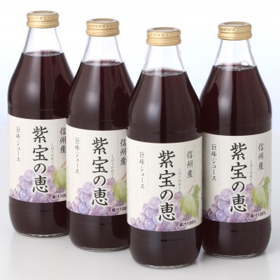 【毎月定期便】信州産巨峰ジュース　紫宝の恵　1,000ml×4本全6回