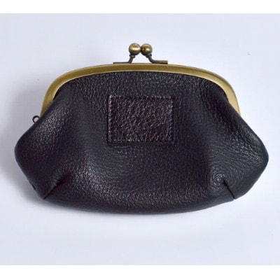 信州鹿革:親子がま口財布 /ブラック