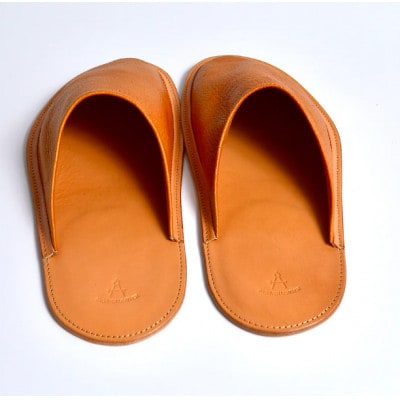 信州鹿革:ルームスリッパ　キャメル / Sサイズ(約22cm～25cm)| 本革スリッパ レザー