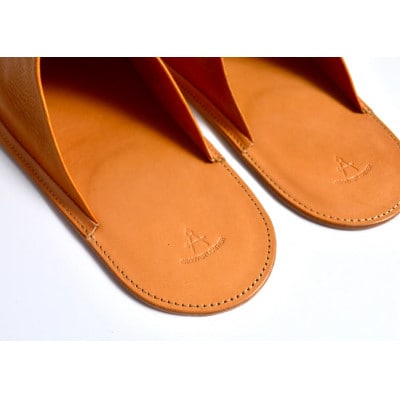 信州鹿革:ルームスリッパ　キャメル / Lサイズ(約25cm～27.5cm)| 本革スリッパ レザー