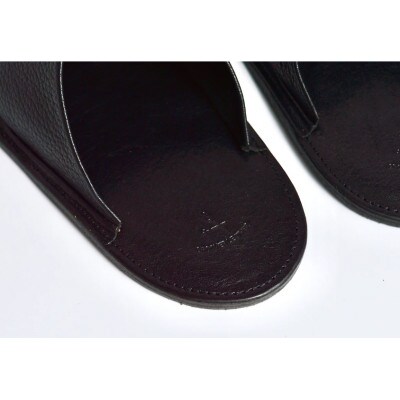 信州鹿革:ルームスリッパ　ブラック / Lサイズ(約25cm～27.5cm)| 本革スリッパ レザー