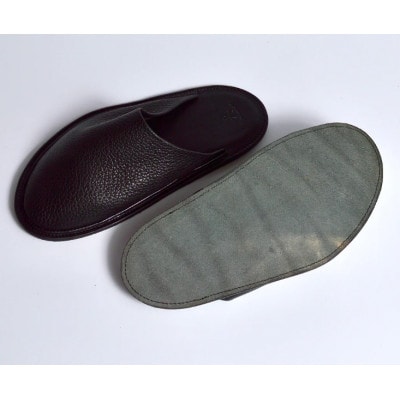 信州鹿革:ルームスリッパ　ブラック / Lサイズ(約25cm～27.5cm)| 本革スリッパ レザー