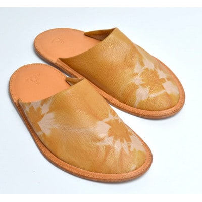 信州鹿革:杏染革ルームスリッパ Sサイズ