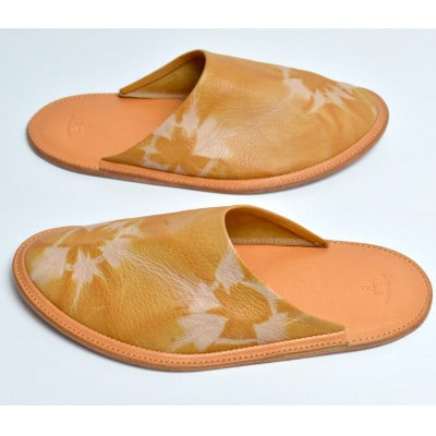 信州鹿革:杏染革ルームスリッパ Sサイズ