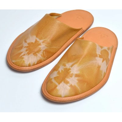 信州鹿革:杏染革ルームスリッパ Sサイズ