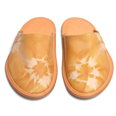 信州鹿革:杏染革ルームスリッパ Sサイズ