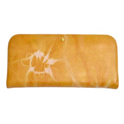 杏染革:がま口長財布:隠し口金: KDG-100