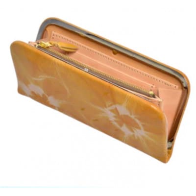 杏染革:がま口長財布:隠し口金: KDG-100