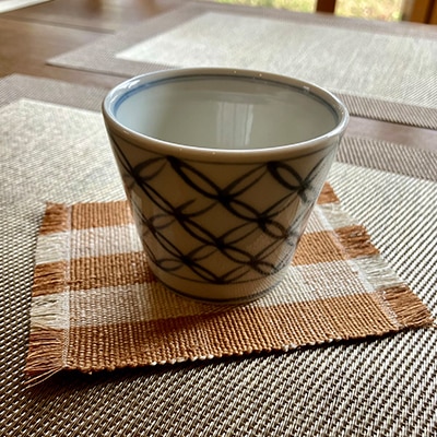 杏染め　コースター　100%国産シルク