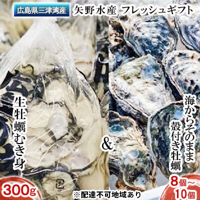 矢野水産 フレッシュギフト 生牡蠣むき身300g&殻付き牡蠣8個～10個[NO5624-0661]