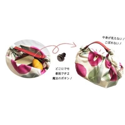 ウオーク社　手縫いふろしきハンド華　アオ(スナップピアス付き)