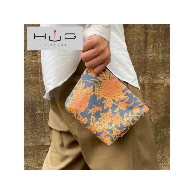 舟形 ポーチ ネイビー【金唐紙】[HUG-はぐ-]