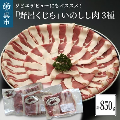 「野呂くじら」いのしし肉 3パックセット(計850g) ku049-001-r