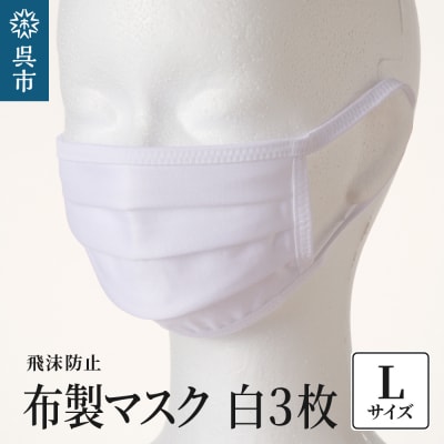 飛沫防止　布製マスク　白3枚セット　Lサイズ