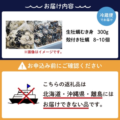【先行受付】矢野水産 フレッシュギフト 生牡蠣むき身300g&殻付き牡蠣8個～10個