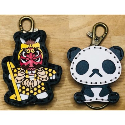 ヤブ&zooパンダ レザーキーホルダーセット
