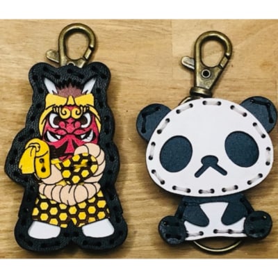 ヤブver2&zooパンダ レザーキーホルダーセット