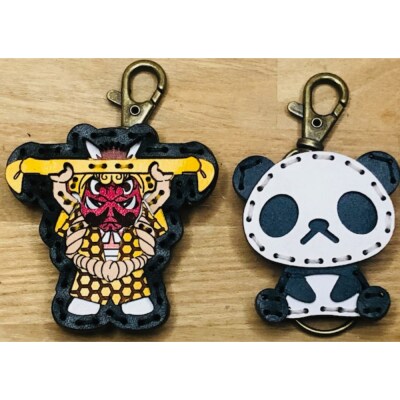 ヤブver3&zooパンダ レザーキーホルダーセット
