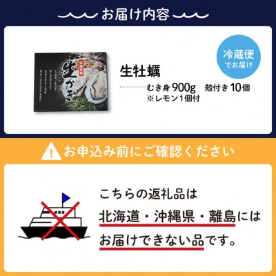 【2025年12月下旬発送】ナバラ水産 生牡蠣  殻付き【10個】むき身【900g】セット