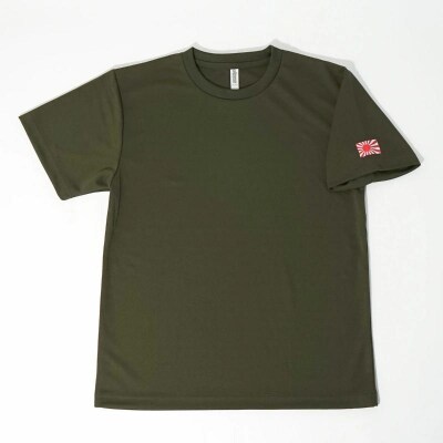 Tシャツ【左腕 軍艦旗】自衛隊グッズ 旭日旗　オリーブグリーン　Mサイズ ku091-081-m-r