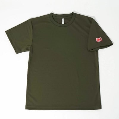 Tシャツ【左腕 軍艦旗】自衛隊グッズ オリーブグリーン　3Lサイズ ku091-081-3l-r