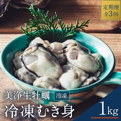 【定期便 3か月】中野水産 美浄生牡蠣 冷凍むき身 1kg ku007-008-r