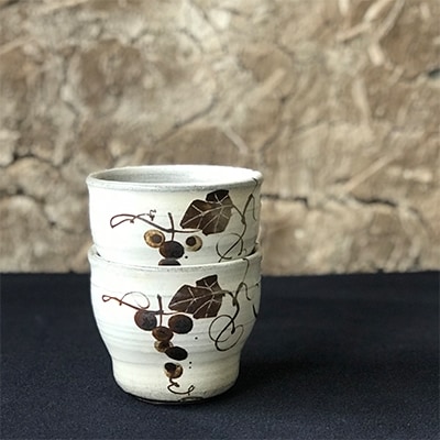 【唐津焼　炎向窯】粉引唐津蕎麦猪口2個セット　打越一彦作