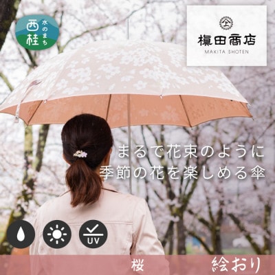 婦人長傘　絵おり(桜・ピンク)槙田商店の傘職人が作る大人にぴったりの上品な日本製の晴雨兼用婦人傘
