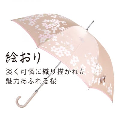 婦人長傘　絵おり(桜・ピンク)槙田商店の傘職人が作る大人にぴったりの上品な日本製の晴雨兼用婦人傘