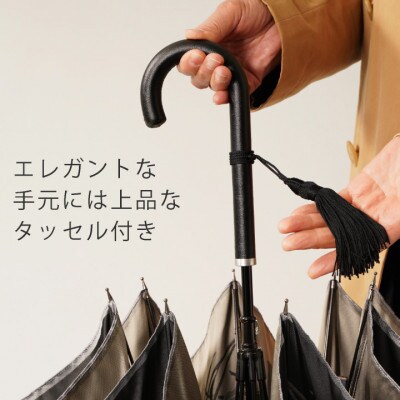 婦人長傘　絵おり(百合・ブラック)槙田商店の傘職人が作る大人にぴったりの上品な日本製の晴雨兼用傘