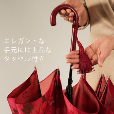 婦人長傘　絵おり(大バラ・エンジ)槙田商店の傘職人が作る大人にぴったりの上品な日本製の晴雨兼用傘