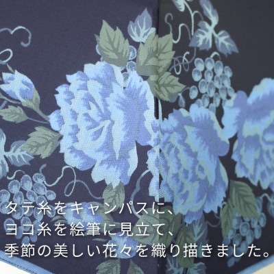 婦人折傘　絵おり(バラとぶどう・ネイビー)槙田商店の傘職人が作る上品な日本製の晴雨兼用婦人傘