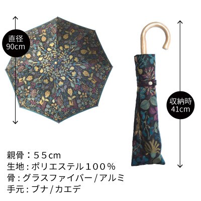 婦人折りたたみ傘 StigL. ハーバリウム(グリーン)　槙田商店の職人が作る日本製の晴雨兼用婦人傘