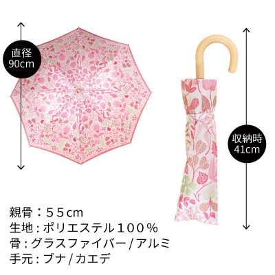 婦人折りたたみ傘 StigL. ハーバリウム(ピンク)　槙田商店の職人が作る日本製の晴雨兼用婦人傘
