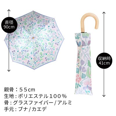 婦人折りたたみ傘 StigL. ハーバリウム(ライトブルー)　槙田商店の職人が作る日本製晴雨兼用傘