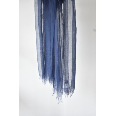 Ramie500 ストール plain navy　〜極薄麻生地を身に纏う〜