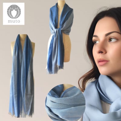 【ストール】mutoのシルクカシミヤシリーズ　Stardust stole blue