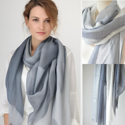 【ストール】mutoのシルクカシミヤシリーズ　Stardust stole white