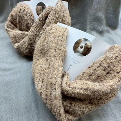 【わんことお揃いスカーフ】天然素材生地の高級ストール残布で製造!マグネット着脱　ベージュ/アルパカ