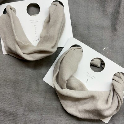 【わんことお揃いスカーフ】天然素材生地の高級ストール残布で製造!マグネット着脱　ライトグレー/ウール