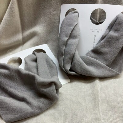 【わんことお揃いスカーフ】天然素材生地の高級ストール残布で製造!簡単マグネット着脱　グレー/ウール