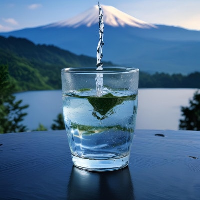 富士山の天然水を使用した保存水2L×6本と山梨のご当地麺グルメ「吉田のうどん」1袋2人前入りのセット